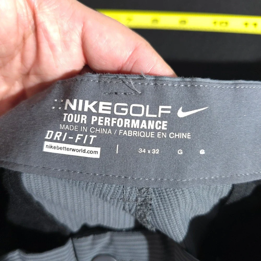 Nike Golf Dri Fit Pants Mens 34x32 Gray Stripe Tour Performance Athletic Stretch